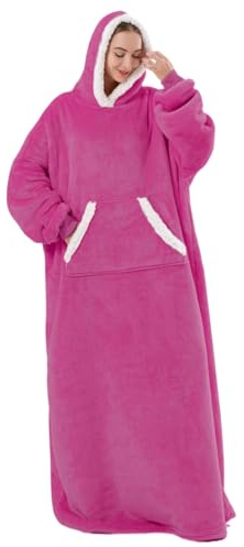 Sioloc Übergroß Blanket Hoodie Decke mit Ärmeln ‌Erwachsene Oversized Tragbare Decke zum Anziehen‌ Riesen Hoodie als Geschenk für Mutter(XXL,Lila)