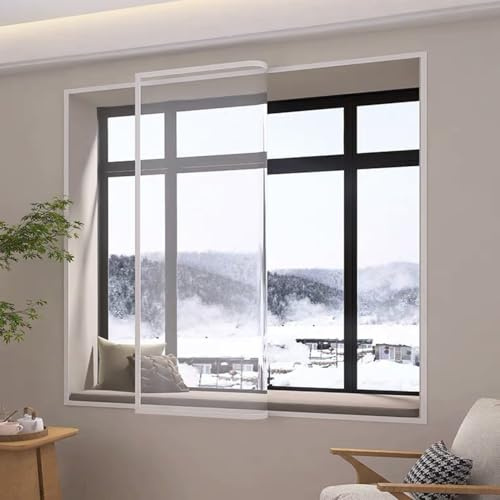 Película Transparente Antiviento para Ventanas,Aislante Térmica Anti frío se Pueden Ventilar Reutilizable,DIY Esencial de Invierno,Fácil de Instalar,Personalizable (50 x 100cm)