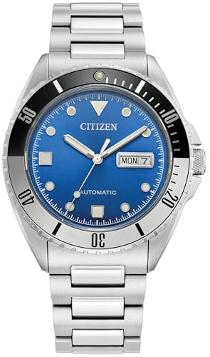 CITIZEN Men's Automatic Stainless Steel Watch, Blue Dial, Black and Silver Bezel, 3 Hand Day/Date (Model: NH7530-52M)