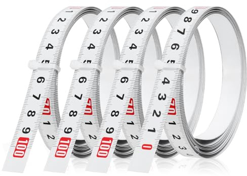 TYSM-CC 4er-Set Selbstklebendes Maßband (2x1m Links→Rechts, 1x1m Rechts→Links, 1x2m Mitte) – Praktische Skalenanzeige, Ideal für Heimwerker & Präzisionsarbeiten (Haftet ohne Kleber!)