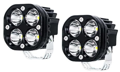 WELLIT Phare de Travail LED 2x40W 3'' Projecteur LED 12V 24V Jaune Carré Extra Spot Feux Antibrouillard Offroad pour Voiture Tracteur Moto Feux de Pêche (2x40W Blanc)