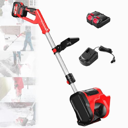 FJYAWEN Souffleuse à Neige à Batterie, Pelle à Neige électrique sans Fil, Pelle à Neige à Batterie, 2200 TR/Min - avec Batterie Au Lithium 1/2, pour Le Déneigement des Routes Et des Ménages,B