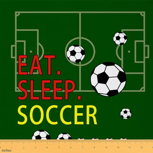 Loussiesd Fußball Stoff 92x150cm Kinder Fußball Weltcup Rennen Stoff Meterware für Stühle Jungen Mädchen Kleinkind Fußball Sport Patchwork Stoffe Ball Thema Stoffpaket