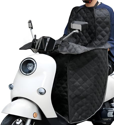 Favoto Coprigambe per Scooter Invernale - Copertura per Scooter con Tasca per Cellulare e Strisce Riflettenti in Poliestere Universale per Veicoli a Due Ruote a Pedali Nero