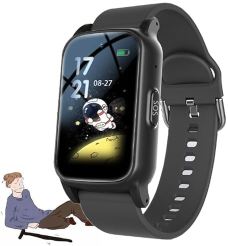 Weyot Orologio Intelligente con Rilevamento delle Cadute Bracciale SOS Anziani Salvavita GPS 4G Funzione di Chiamata Orologio Smartwatch per Anziani,Black