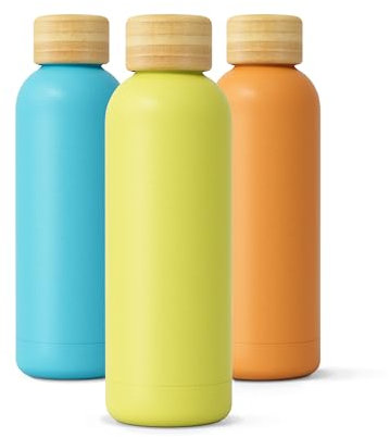 PULSENOVA Botella agua acero inoxidable 500ml sin BPA- Doble aislamiento térmico - Bebidas frías 24h calientes 12 horas - Ecologica y Saludable - Botella térmica Niños, Senderismo, Gimansio (AMARILLO)