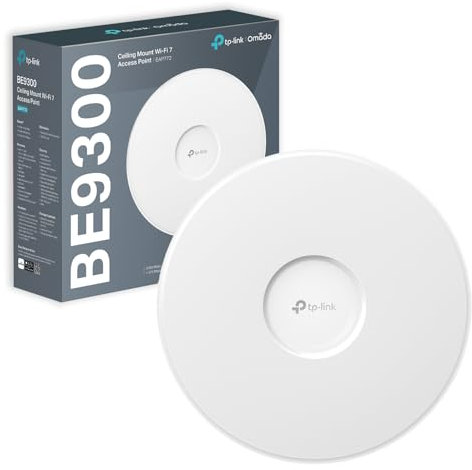 TP-Link EAP772(Renewed) WiFi 7 Access Point, Tri-Band Gigabit BE9300 Wireless Access Points, Support Passive PoE, Easily Mount to Wall or Ceiling, Free Cloud Controller, Omada Mesh & AI roaming
