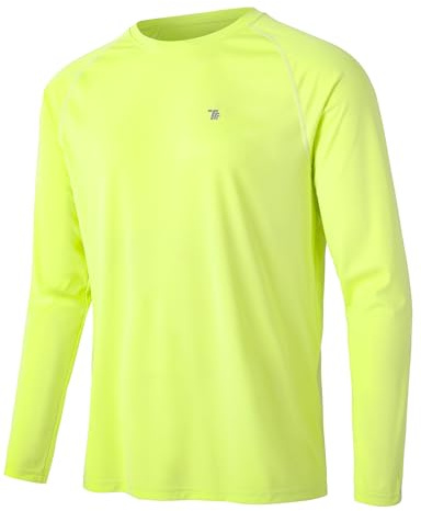 Rdruko Long Sleeve T-Shirts for Men UV Shirt Functional Shirt Sun Protection Running Shirt Outdoor Rash Guard Sports Shirt Men Summer, Fluorescent Green, M