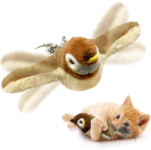 Donubiiu Bewegender Katzenvogel,Flappy Bird 2.0, Katzenspielzeug Vogel, Interaktives Katzenspielzeug,FlappyChase Katzenspaß Vogel,Flappy Bird Cat Toy (1 Stück)