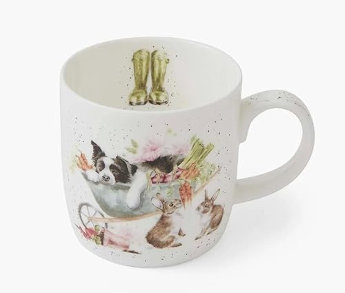 Royal Worcester Wrendale Deigns Sleeping on The Job 0,3 Liter Keramiktasse mit Hunde- und Katzenmotiven