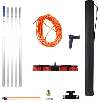 XRB2050 Asta per Pulizia Finestre, 3-12 M in Alluminio per Pannelli Solari Fotovoltaici, Spazzola da 55cm e Wash Spazzolone Kit per Lavaggio di Tetti e Pannelli Solari 5m