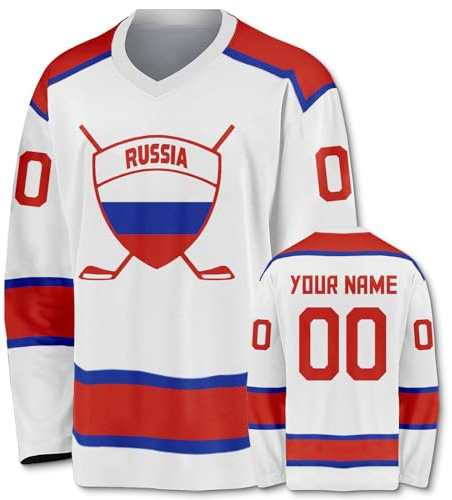 Personalisiert Eishockey-Trikot für Herren Damen Jugendliche Kinder Anpassbarer Name und Nummer Lange Ärmel Hockey-Trikot Bekleidung für Hockey-Fans Sports Geschenk