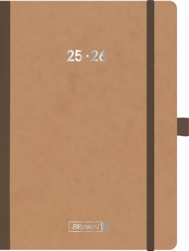 BRUNNEN Skolkalender (2025/2026) FACT!plus, 2 sidor = 1 vecka, A5, 208 sidor, pressspånkuvert, brun