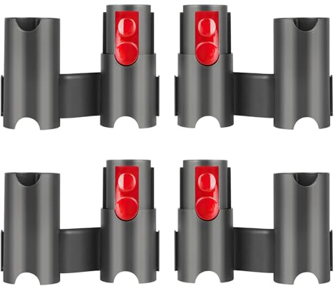 4 Piezas Soporte para Dyson Accesorios, Robusto y Fácil de Usar, Soporte de Almacenamiento para Dyson Accesorios, Amplia Compatibilidad, para Dyson V7, V8, V10, V11 y V15 (Negro + Rojo)