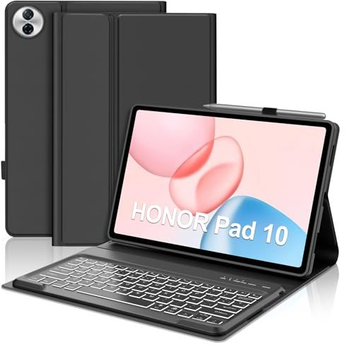 FOGARI Teclado para Honor Pad 10 12.1 Pulgadas 2025 | Funda Honor Pad 10 con Teclado, Español Ñ Teclado Retroiluminado Bluetooth para Tablet Honor Pad 10 12.1, Negro