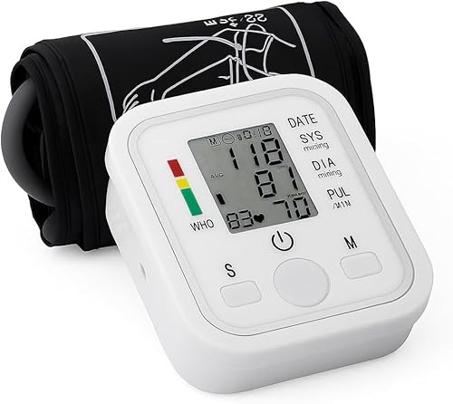 Misuratore di Pressione da Braccio Digitale Automatico – Display LCD ad Alta Precisione, Rilevazione Battito Cardiaco e Frequenza del Polso, Bracciale Regolabile 22-32 cm, Facile da Usare a Casa