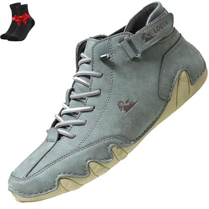 ZDOUXUAN Barfota Skor Vattentäta Barfota Stövlar for Herr Mid Calf Anti Slip Flat Outdoor Sneakers for Vandring Promenader(Green,43 EU)