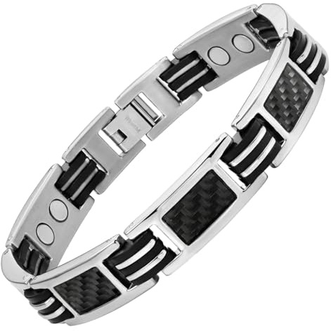 Willis Judd Mens Carbon Fibre Titanium Magnetic Bracelet Adjustable Included