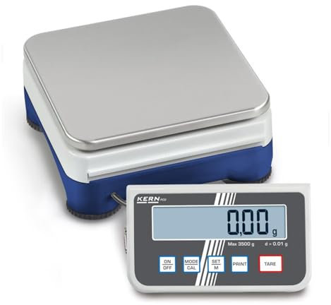 KERN Optics Hochauflösende Präzisionswaage mit Abnehmbarem Display für Maximale Flexibilität, 10000 g Wägekapazität, 0.1 g Ablesbarkeit, 165 mm Breite, 280 mm Länge, 75 mm Höhe