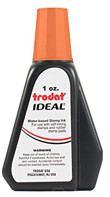 Trodat 52730 Ideal Premium Replacement Ink for Use with Most Self Inking and Rubber Stamp Pads, 1oz., Orange