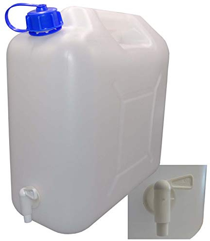 1 Bidón de 20 litros con tapa, con grifo y boquilla, agua potable natural
