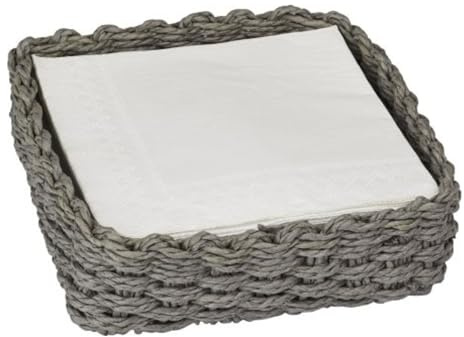 Thomas and Lucia NH7945 Serviettenhalter, gewebter Korb, Papier, Grau