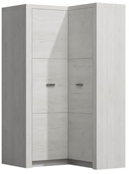 Mirjan24 Eckkleiderschrank Indiano I-14K, Eckschrank mit Kleiderstange und Einlegeböden, Drehtürenschrank, Kleiderschrank (Kraft Weiss)