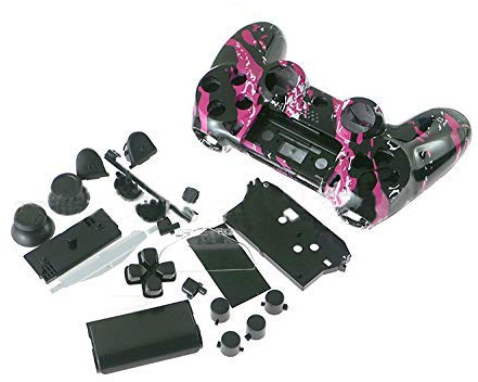 Full Housing Shell Case Cover with Buttons For PS4 JDM-011 JDM-001 Wireless Controller - Pink Splatter Skin