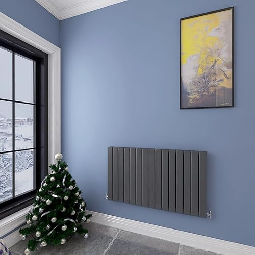 Horizontal Designer Flat Panel Radiator Anthracite 600x1020mm Double Panel Central Heating