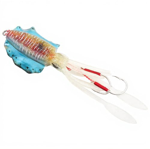 Attirail de pêche, Appât de pêche Faux Lumineux Doux, leurre de pêche de Poulpe dattirail, appât de pêche de calmar, Yeux 3D mer/Eau Douce pour la pêche(3#)