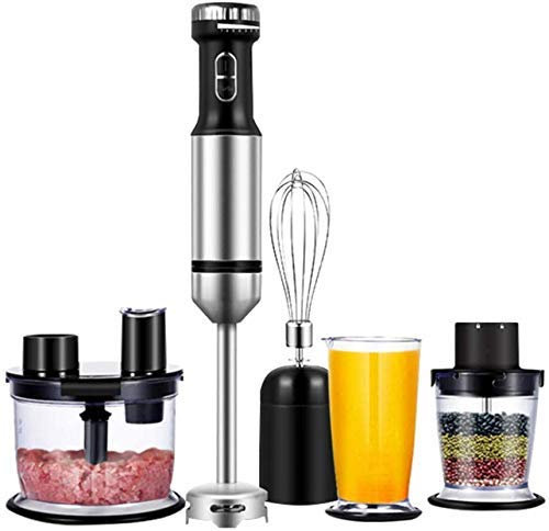 FHKBB Il Set frullatore a Immersione Include Tritatutto/frullino per Uova/Bicchiere/affettatrice Senza BPA, Lama di Rivestimento in Titanio, Impugnatura ergonomica Rimovibile