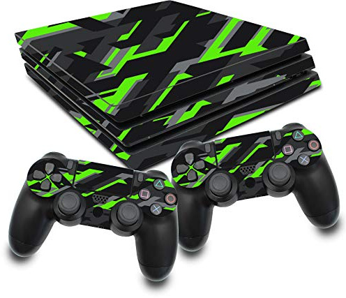 Finest Folia Schutzfolien Set kompatibel mit PS4 Pro Konsole und Controller | Vinyl Skin Neon Grün Aufkleber als Kratzschutz passgenaues Cover selbstklebender Sticker für Spielekonsole Gehäuse