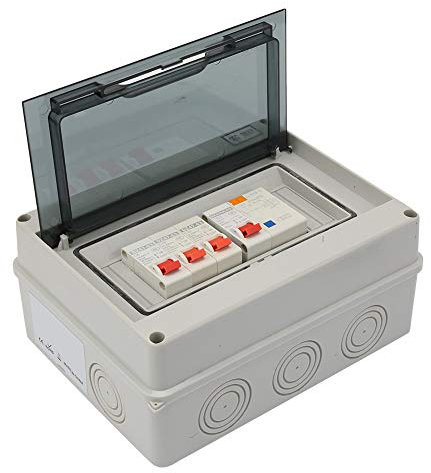 Wakects Consumer Unit Circuit Breaker, 3 Way Plastic Garage Box IP65 Protection Housing Distribution Board 63A 30mA RCD 3MCB 6A+16A+32A