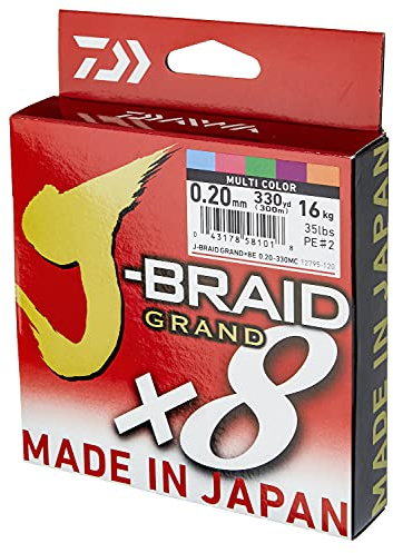 Daiwa J-Braid Grand x8E, 300 m, flerfärgad, flätad fiskelina