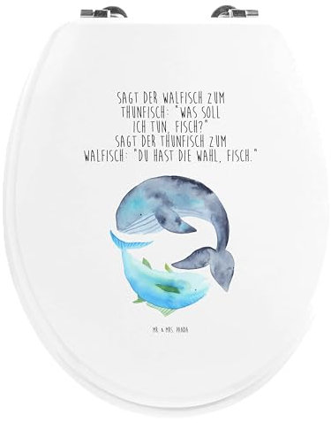 Mr. & Mrs. Panda Motiv WC Sitz Walfisch Thunfisch - Geschenk, Klobrille, Wortwitz lustig, Tunfisch, Tiere, Flachwitz Geschenk, WC-Sitz, Tiermotive,