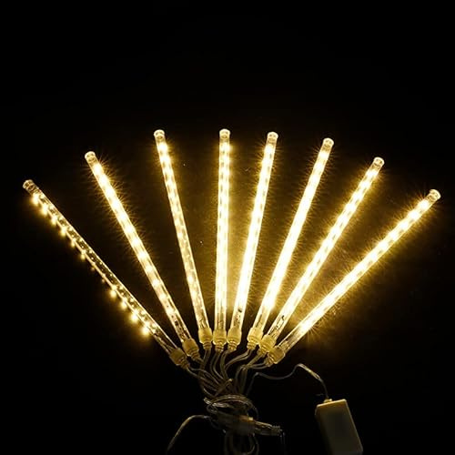 LEEMASING 192 LED Solar Lichterkette für Hochzeitsfeier, Weihnachtsdekoration, Meteorschauerparty, Regenbaum, Weihnachtsbaum, Außen Lichterkette (Warmweiß)