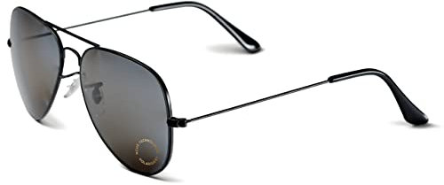 A-VISION Sonnenbrille mit Sehstärke -100 für Kurzsichtigkeit/Myopie I Polarisierte Gläser mit UV shutz I Stylische, schwarze unisex Pilotenbrille I ** Dies sind keine Lesebrille **