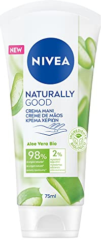 NIVEA Naturally Good Handcreme, 75 ml, Feuchtigkeitscreme für rissige Hände mit 98% natürlichen Inhaltsstoffen, Hand Cream mit Aloe Vera für weiche und glatte Haut