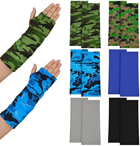 Boao 12 Pcs Arm Cast Cover Protector Short Long Camo Arm Sling Sleeve Decorations 11 Length x 8-10 Circumference Removable Washable Wrist Elbow Protection, Camo, Solid