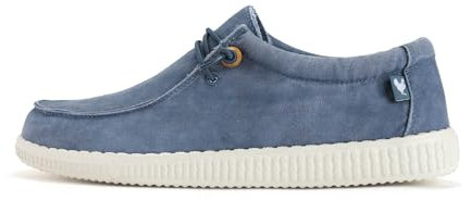 WALK IN PITAS | WP150 WALLABI Washed | Mocassini Uomo per L'Estate | Scarpe da Barca Estive | Sportive Uomo | Sneakers | Scarpe da Pitas | Blu 44