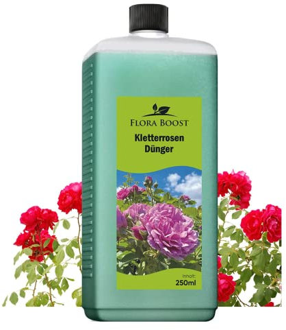Konfitee Kletterrosen Dünger Flora Boost 250ml I Für bis zu 50L Gießwasser I Langzeit Blumendünger für Rosen I Flüssiger Blatt- & Wurzeldünger I 100% natürlicher Pflanzendünger