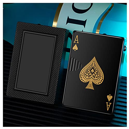 REOTEL Karten Feuerzeuge mit Grüner Flamme,Metall Kreativ-Poker Coole Feuerzeuge Nachfillbar,Lighter mit Währung-Detektor Geschenke für Männer,Schwarz a