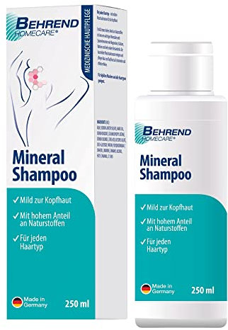 Behrend Homecare – Mineral Shampoo zur unterstützenden Pflege bei Psoriasis, Neurodermitis & Ekzemen – milde Haarpflege für jeden Haartyp & zur täglichen Haarwäsche geeignet – Made in Germany (250 ml)