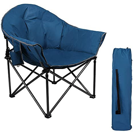 HIGH POINT SPORTS Campingstuhl Faltbar Moon Chair XXL bis 150kg Klappstuhl Campingsessel Angelstuhl für Outdoor Camping Dunkelblau