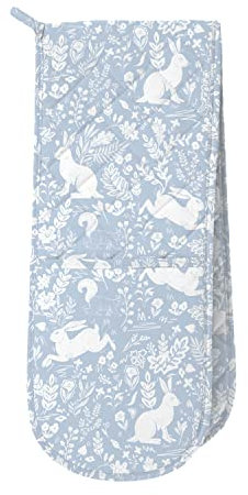 Le Chateau Textiles William Morris Inspired Forest Life Light Blue Double Oven Glove