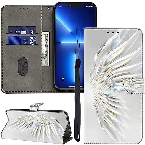GLANDOTU Lederhülle für Xiaomi Redmi Note 10 Pro, Flip Wallet Handyhülle mit Kartensteckplätzen, Kristall-Federn Muster, PU-Leder TPU Schutzhülle Tasche Case mit Magnetverschluss und Standfunktion