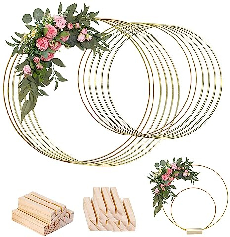 Metallring, Metallringe zum Basteln, Metallring mit Fuß, Floristik, Deko Ringe zum Aufhängen Geeignet, für Hochzeitsdekorationen Kunsthandwerk DIY Weihnachten Handwerk, 6 Stück 20cm, 6 Stück 30cm