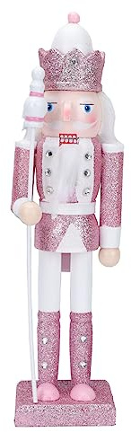 SEWACC 1 figura de cascanueces de Navidad rosa, decoración divertida de madera cascanueces soldado marionetas para decoraciones de fiesta de Navidad, figura de madera, adorno de árbol de Navidad