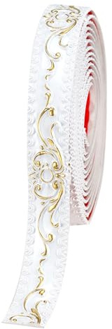 Leenevs Flexible Wall Trim, 16.4 Feet Self-Adhesive Peel & Stick Molding, Cabinet Border, Mirror Frame Trim for Home Decor (White & Gold)
