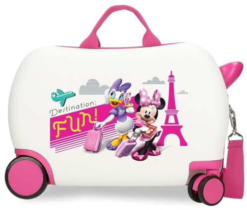 Disney Joumma Minnie Party Valigia da cabina bianca Valigia per bambini, rigida ABS, chiusura a combinazione laterale, 28,4 l, 2 kg, 4 ruote doppie bagaglio a mano, Parigi, Valigia per bambini